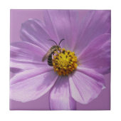 Biene auf lila Blume Fliese (Vorderseite)