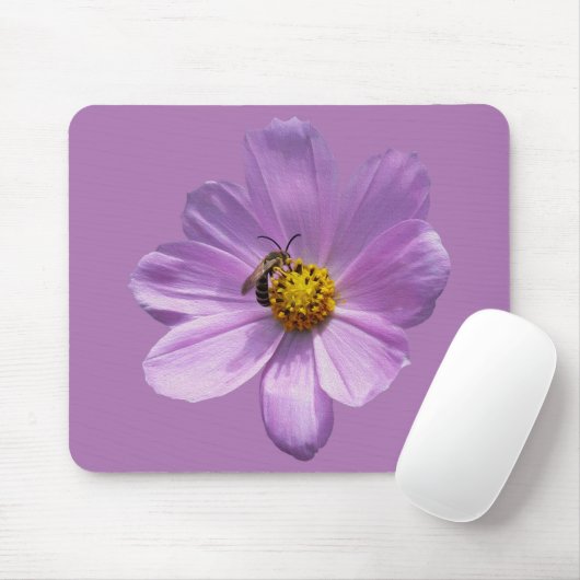 Biene auf lila Blume Mousepad (Mit Mouse)