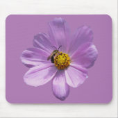 Biene auf lila Blume Mousepad (Vorne)