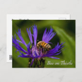 Biene auf lila Dickicht-Blume Postkarte (Vorne/Hinten)