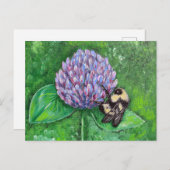 Biene auf Lila Kleeblatt Postkarte (Vorne/Hinten)