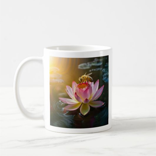 Biene auf Lotus-Blume Kaffeetasse (Links)