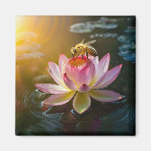 Biene auf Lotus-Blume Magnet (Vorne)
