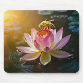 Biene auf Lotus-Blume Mousepad (Vorne)