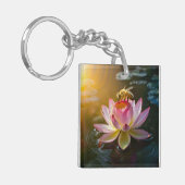 Biene auf Lotus-Blume Schlüsselanhänger (Vorderseite links)
