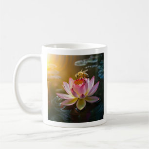 Biene auf Lotusblume Kaffeetasse