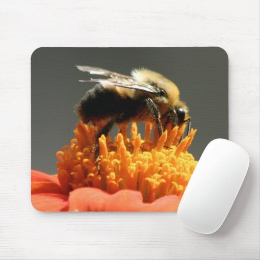 Biene auf orange Blume Mousepad (Mit Mouse)
