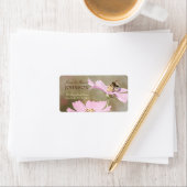 Biene auf rosa Blume Adressaufkleber (Insitu)