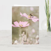 Biene auf rosa Blume Karte (Rückseite)