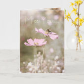 Biene auf rosa Blume Karte (Gelbe Blume)
