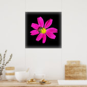 Biene auf rosa Blume Poster (Küche)