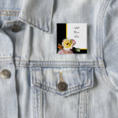 Biene auf rosa Gelben Rosen Blume Button (Beispiel)