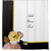 Biene auf rosa Gelben Rosen Blume Duschvorhang (Vorderseite)