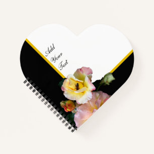Biene auf rosa Gelben Rosen Blume Notizblock