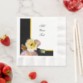 Biene auf rosa Gelben Rosen Blume Serviette (Beispiel)