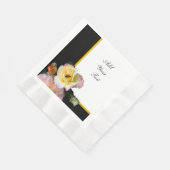 Biene auf rosa Gelben Rosen Blume Serviette (Ecke)