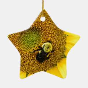 Biene auf Sonnenblume Keramikornament