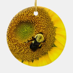 Biene auf Sonnenblume Keramikornament