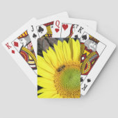 Biene auf Sonnenblume Nah-up-Foto Spielkarten (Rückseite)