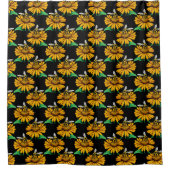 Biene auf Sonnenblumen Blume Muster Design Schwarz Duschvorhang (Vorderseite)