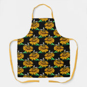 Biene auf Sonnenblumen Blume Muster Design Schwarz Schürze (Vorderseite)