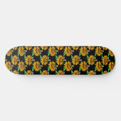Biene auf Sonnenblumen Blume Muster Design Schwarz Skateboard (Horizontal)