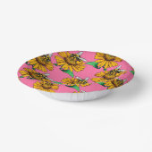 Biene auf Sonnenblumen-Blumenmuster-Design Rosa Pappteller (Gewinkelt)