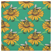 Biene auf Sonnenblumen-Blütenmuster-Design Grün Stoff (Muster)
