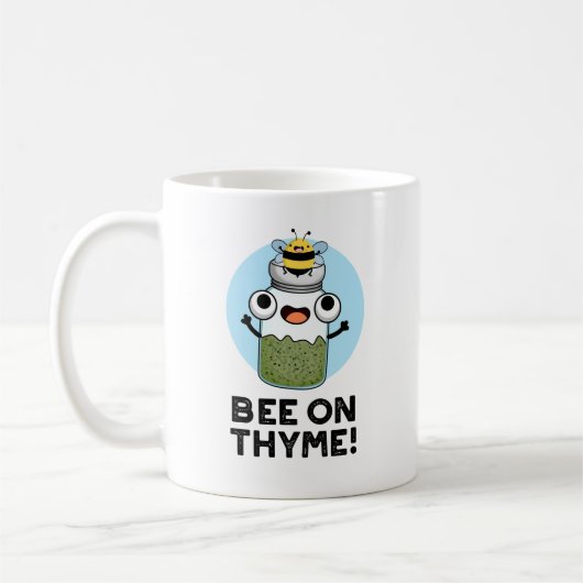 Biene auf Thyme Funny Herb Insect Pun Kaffeetasse (Links)