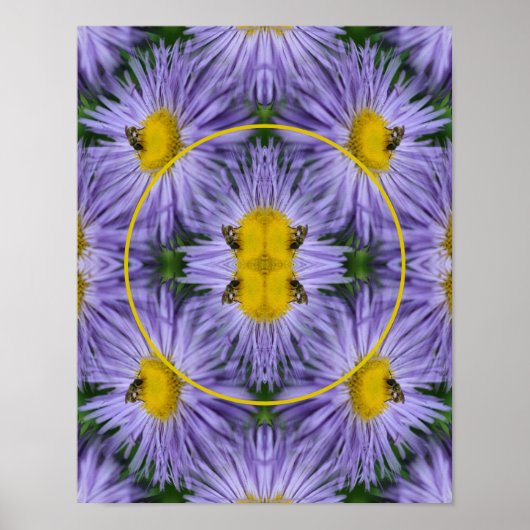 Biene auf violetten Blumen Naturrahmen hinzufügen Poster (Vorne)