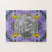 Biene auf violetten Blumen Naturrahmen hinzufügen  Puzzle (Horizontal)