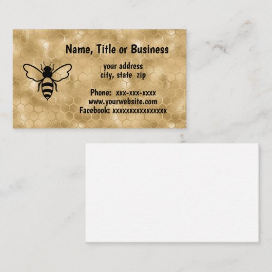 Biene auf Wabenuntergrund Visitenkarte (Vorne/Hinten)