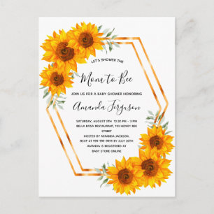 Biene Baby Shower Sonnenblumen Rose Gold Einladung Postkarte