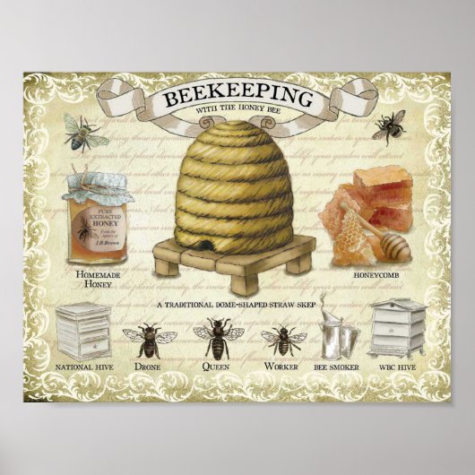 Biene Behalte mit Honigbienen Poster (Vorne)