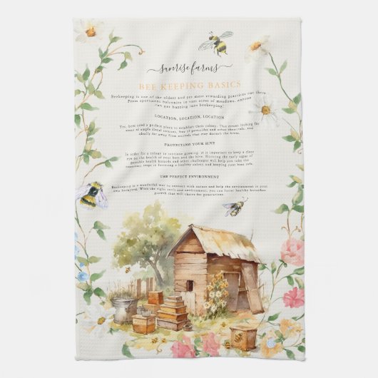 Biene Behaltend | Rustic Farm Monogram Geschirrtuch (Vertikal)
