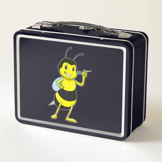 Biene bei Darts mit Dart Metall Brotdose (Rückseite)