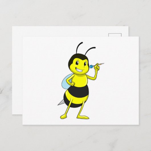 Biene bei Darts mit Dart Postkarte (Vorne/Hinten)