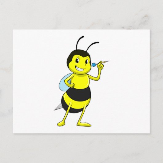 Biene bei Darts mit Dart Postkarte (Vorderseite)