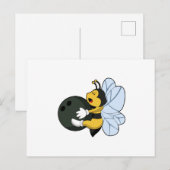 Biene beim Bowling mit Bowlingkugel Postkarte (Vorne/Hinten)