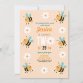 Biene Birthday Einladung Party Blume Daisy Zwei 2 (Vorderseite)