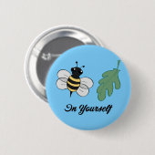 Biene-Blatt in selbst Button (Vorne & Hinten)