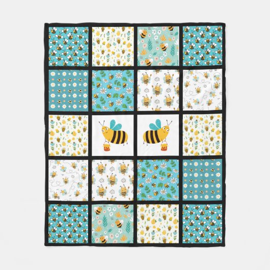 Biene & Blue Quilt Fleecedecke (Vorderseite)