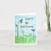 Biene & Blumen Geburtstag Karte (Vorderseite)