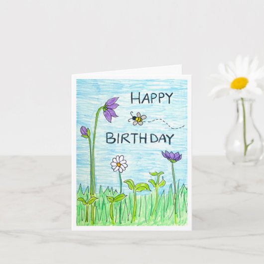 Biene & Blumen Geburtstag Karte (Kleine Pflanze)