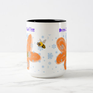 Biene & Blumengarten-Tasse – Süße Honigbiene mit B Zweifarbige Tasse