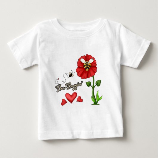 Biene Boppin Bee on Blume Baby T-shirt (Vorderseite)