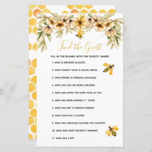 Biene Botanische Babydusche Finden Sie das Gast Sp (Vorne/Hinten)