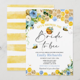 Biene Brautparty Blue & Gold Floral Bride zu sein Einladung