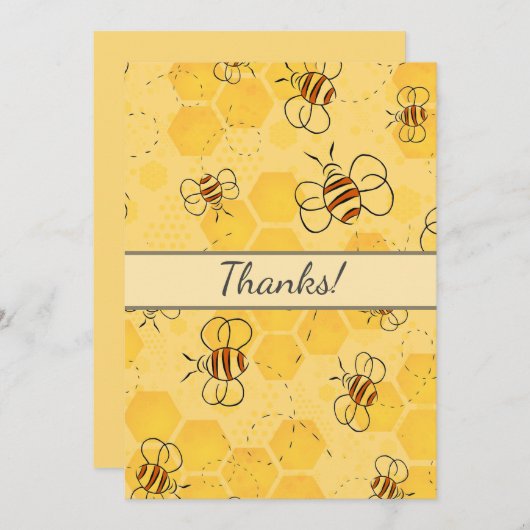 Biene Buzzing Honey Bees Bumblebee Art Dankeskarte (Vorne/Hinten)