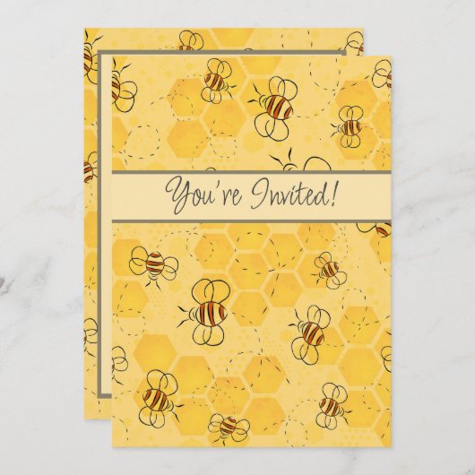 Biene Buzzing Honey Bees Bumblebee Art Einladung (Vorne/Hinten)